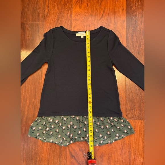 Blue Shirt with Floral Hem - Picture 2 of 6